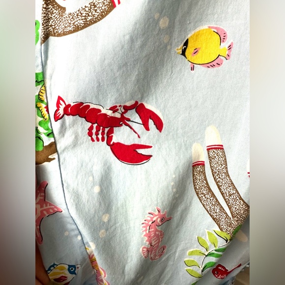 NICK & NORA Scuba Sock Monkey Pajama Pants Lounge Under The Sea Blue Red Lobster - Picture 8 of 12